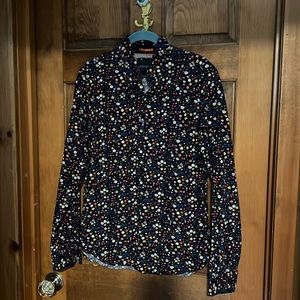 Denim &Flowers long sleeve button down mens shirt. Size M